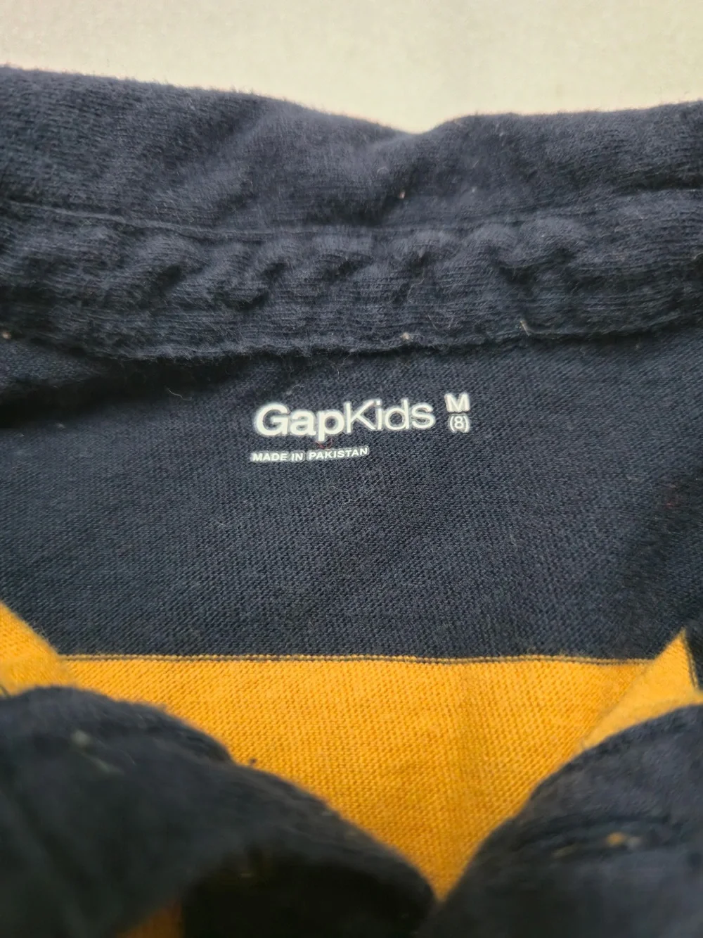 Gap kids Collar Tee Stripe Yellow Navy Size M (8)